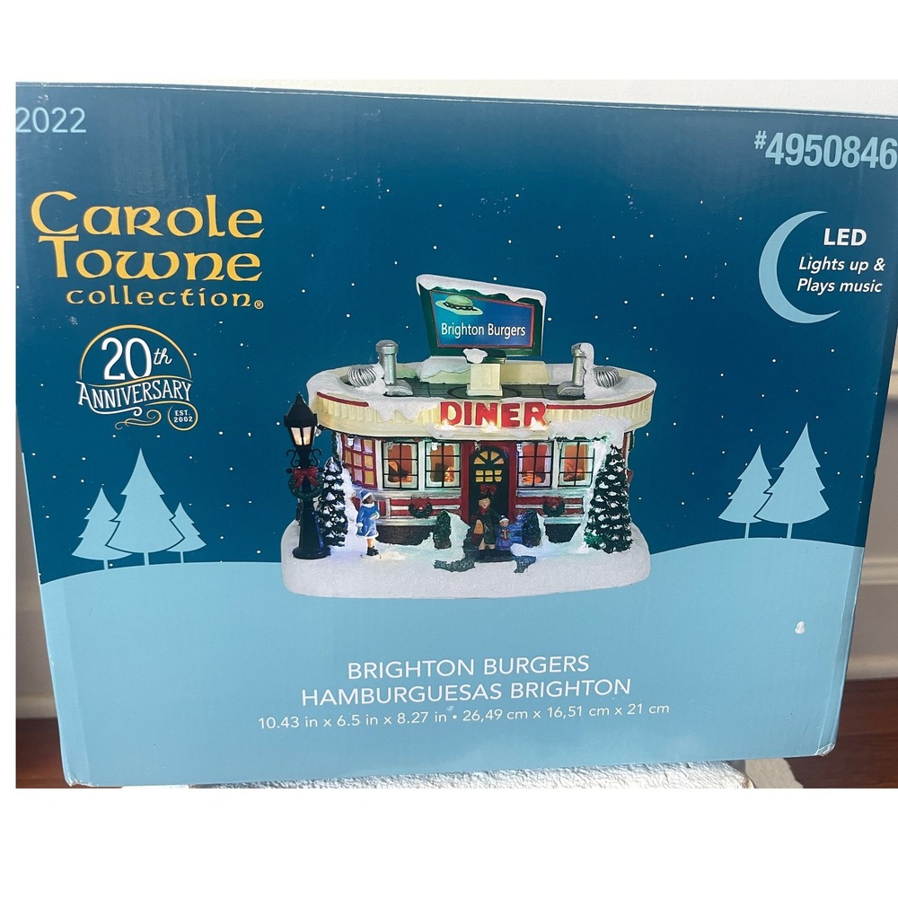 Carole Towne BRIGHTON BURGERS LED Musical Christmas Village 2022 20th Anniv
